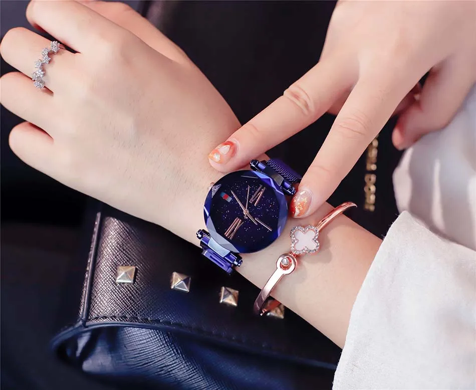 Luxury Rose Gold Women Watches Minimalist Starry Sky Magnet Buckle Ladies Watch Fashion Casual Female Waterproof Wristwatch (6)