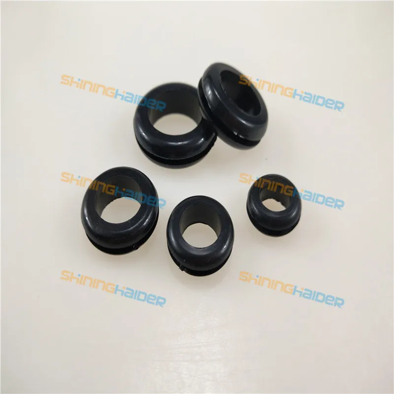 1000pcs Asian type inner diameter 10mm opening hole 12mm black natural rubber grommets ring protective grommets rubber busing