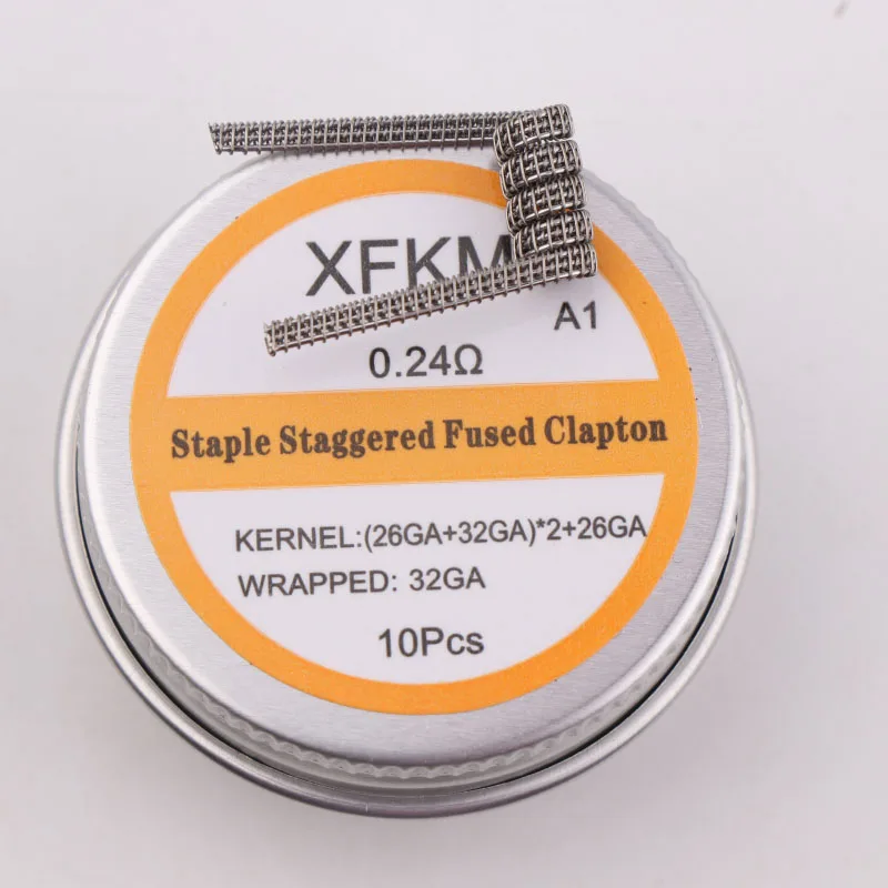 XFKM 10 шт. готовые катушки наполовину шахматный плавленый Clapton катушки 0.27ohm 32GA нагревательный провод для RDA RBA DIY Атомайзер