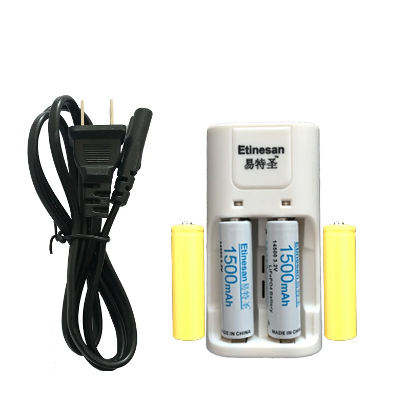 Super 2pcs Etinesan 3 2v 1500mAh 14500 AA LiFePo4 lithium rechargeable battery with dummy fake battery