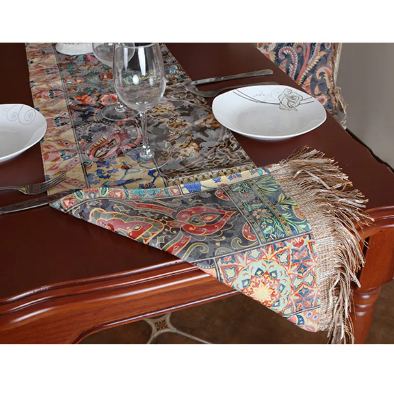DUNXDECO настольная дорожка длинная скатерть для стола вечерние скатерти винтажная Марокканская ткань с национальным цветочным принтом домашний текстиль