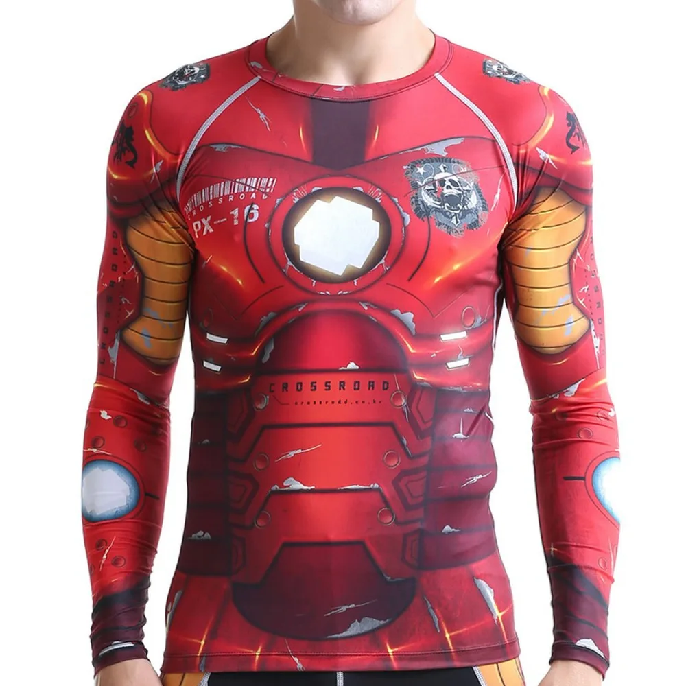 IRON MAN Superhero 3D Printed T-Shirt Men Sports Gym Wear Long Sleeve Compression Shirt Fitness Clothes Crossfit Exercise Tops