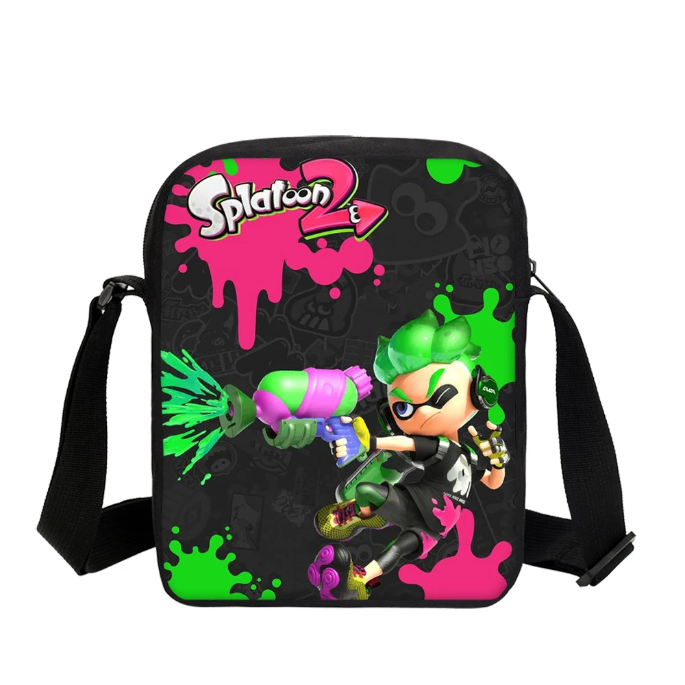 VEEVANV Splatoon 2 3D печати Сумки мальчиков школьные сумки молодежь игры анимации девушки небольшая сумка Кроссбоди кошелек - Цвет: Черный