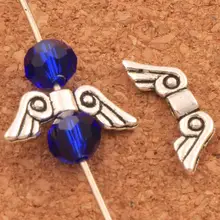 300 шт Swirl подвеска в форме ангельских крыльев бусины 15,9x5,7 мм Античные Серебряные разделители ювелирные украшения L078