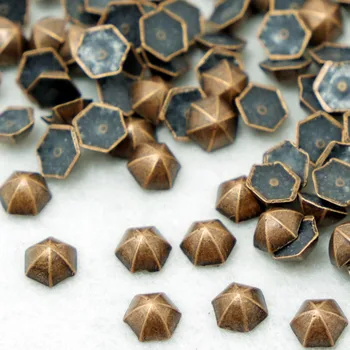 

SINUAN Pyramid Rivet Hot-Fix Spike Studs 6Mm 8Mm 10Mm Punk Rivet Stereoscopic Hexagonal Metal Spikes Plating Studs For Bags