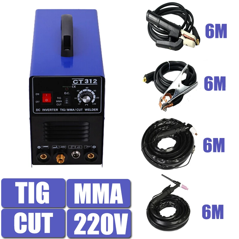 

220V Single Voltage 3 In 1 Multifunction Welding Machine TIG ARC Welder Plasma Cutting CT312 With Free Accessory Free Shipping