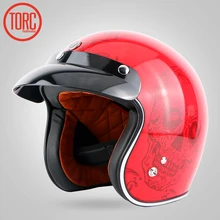 TORC capacete da motocicleta moto capacete de motocross Capacete Casco jet abrir rosto 3/4 do vintage retro capacete Protetor Engrenagem DOT T50