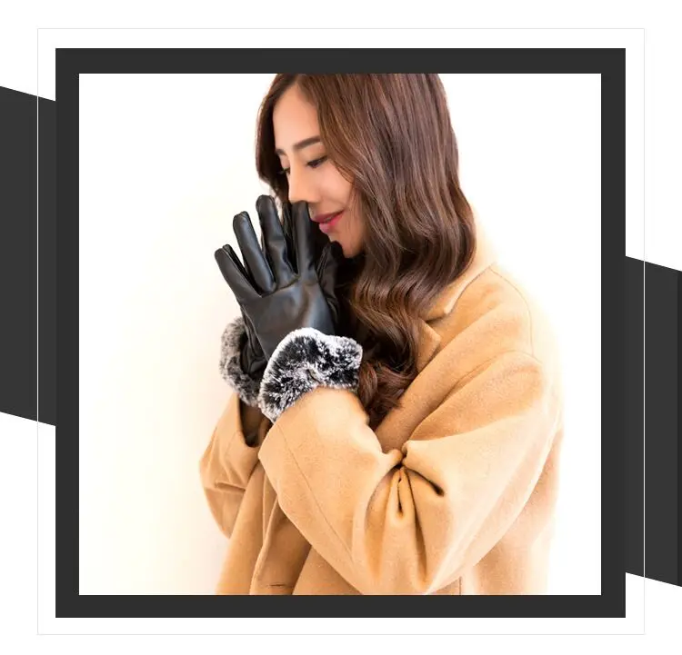SUOGRY Женские Новые однотонные женские кожаные перчатки черные осенние зимние теплые перчатки меховые зимние кожаные перчатки женские перчатки