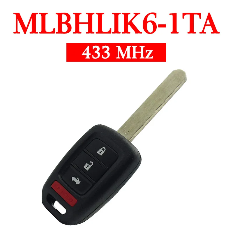 Дистанционный ключ 433 МГц 3+ 1 кнопки для Honda Accord Civic-MLBHLIK6-1TA(чип G