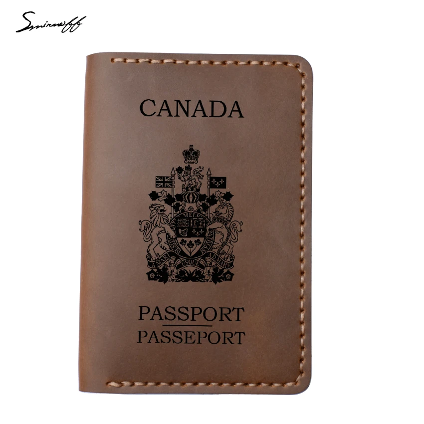 Canada Genuine Leather Passport Cover Laser Engraved inscription Travel