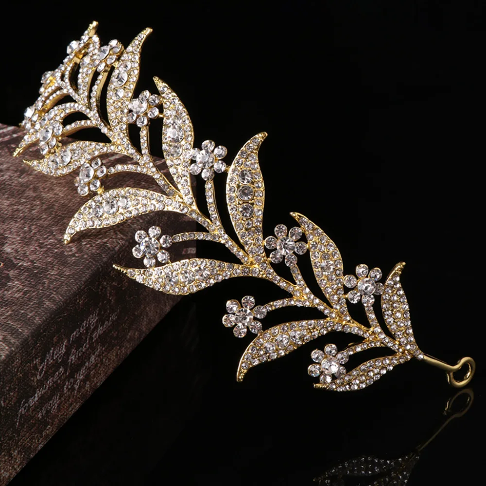Лист Стиль Корона для невесты на свадьбу тиара принцесса ювелирные изделия для женщин роскошный королева Декор