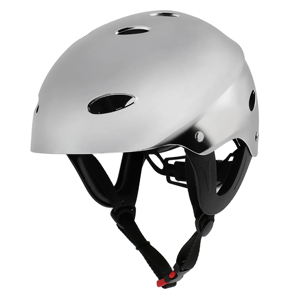 

Canoeing Kayaking Bright Silver L 58-62cm Head Protection Safety Helmet withAir Vents for Wakeboarding Boating Rafting