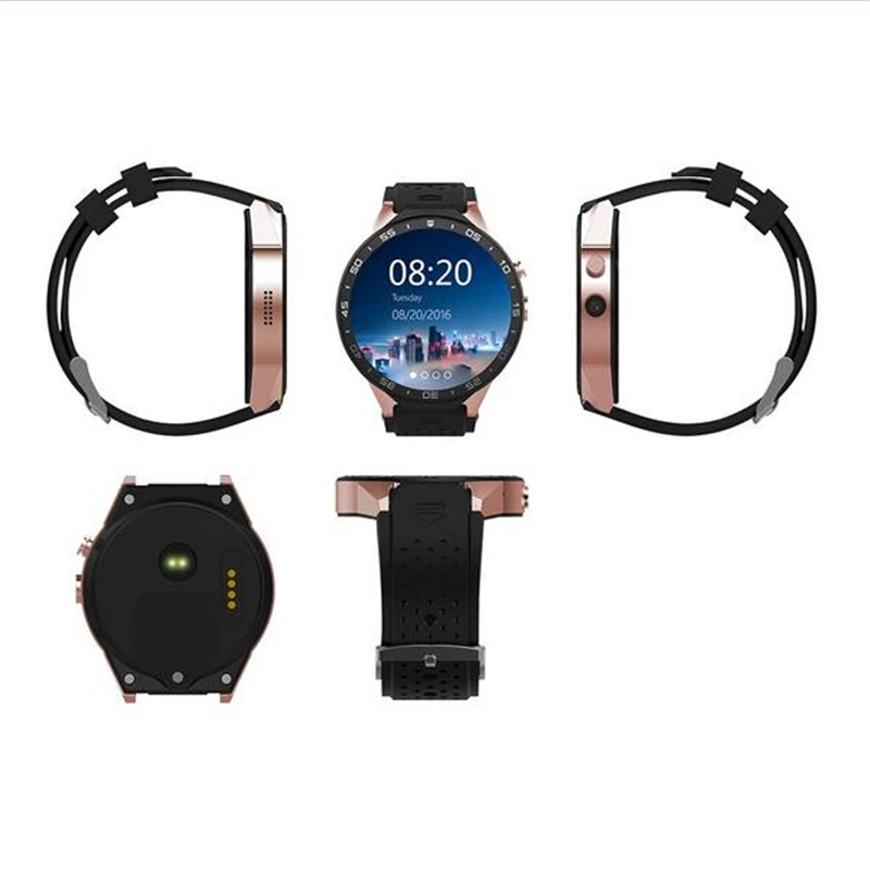 

Kingwear kw88 with Google play heart rate monitor nano sim card slot 3G smart watch wcdma wifi gps wristwatch for ios Android