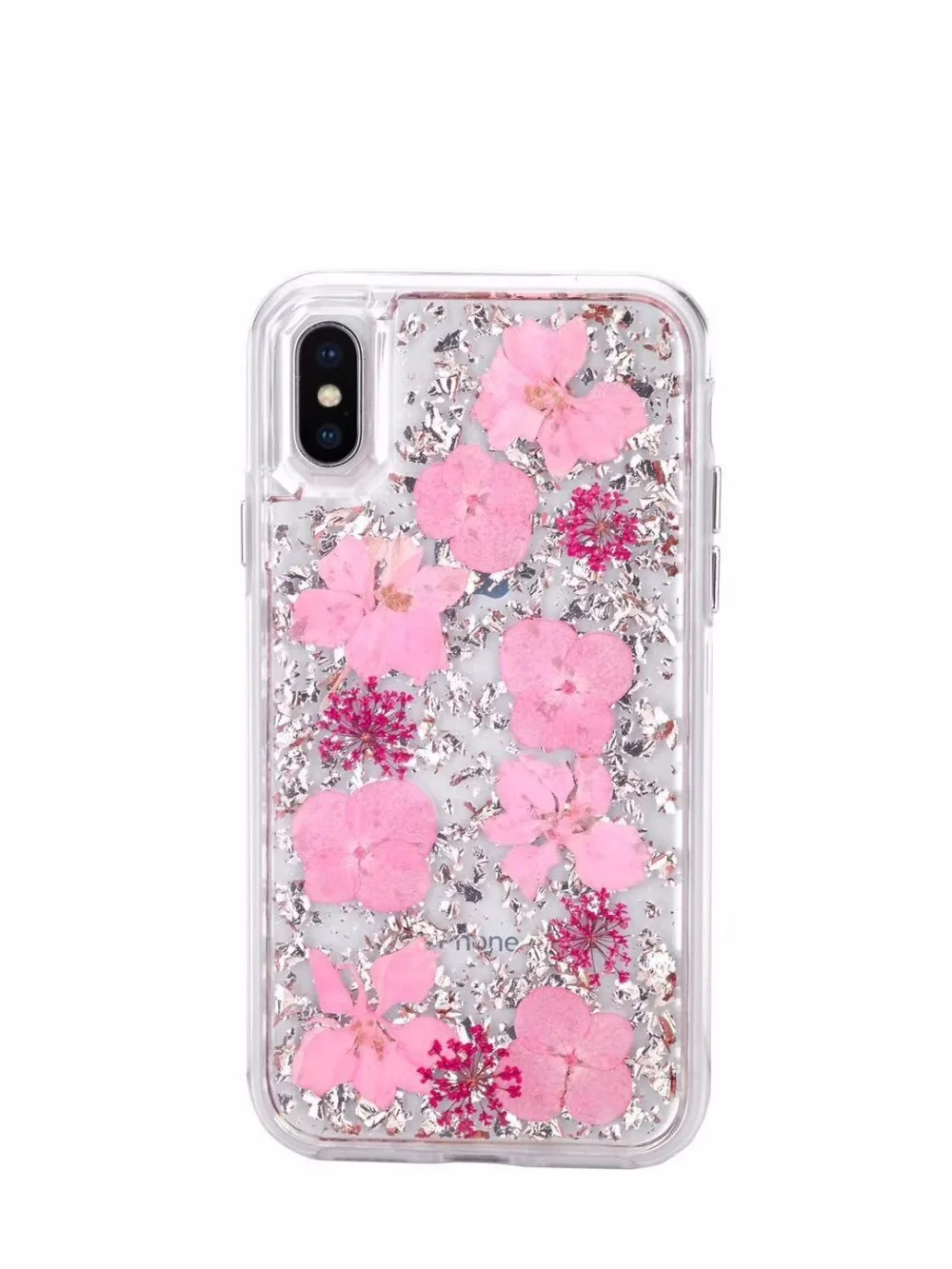 

Natural Real Petals Flower Phone Case For iphone 7 7plus X 8 8plus Hard PC and soft Silica gel 2 in 1 cases For 6 6S 6plus 6S p