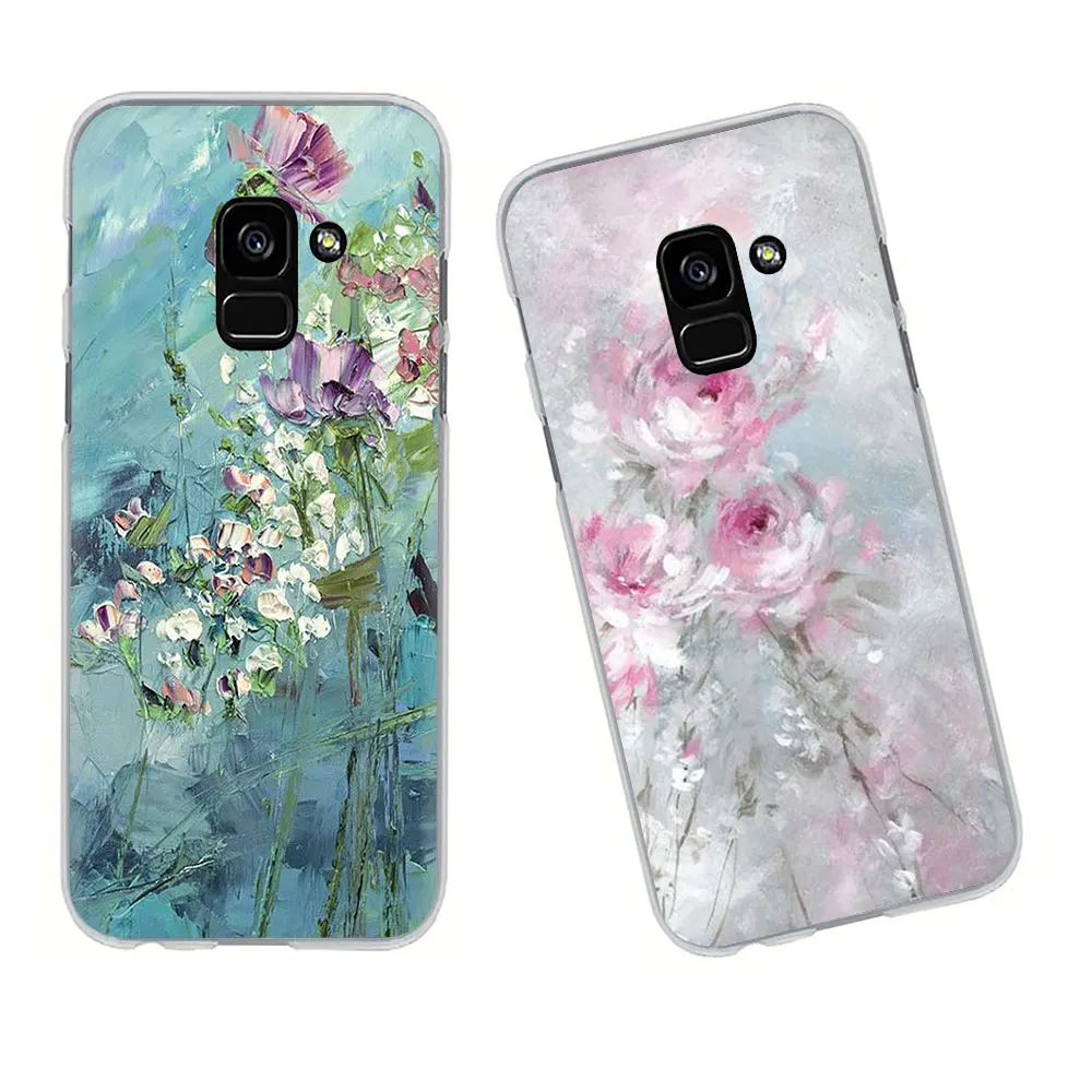 Жесткий чехол для телефона с масляными цветами 2018 Samsung Galaxy A3 5 2017 A6 7 8 9 A10 30 40 50 70