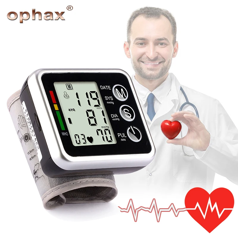 OPHAX Automatic Sphygmomanometer Digital Wrist Meter Cuff Blood