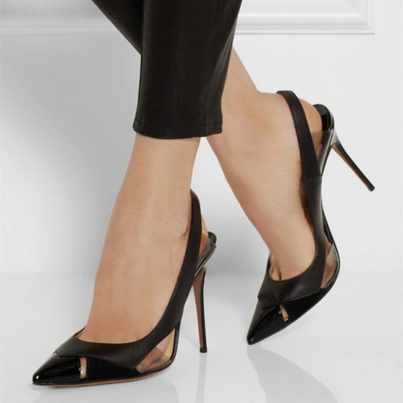 black_stiletto_heels_pvc_slingback_pumps