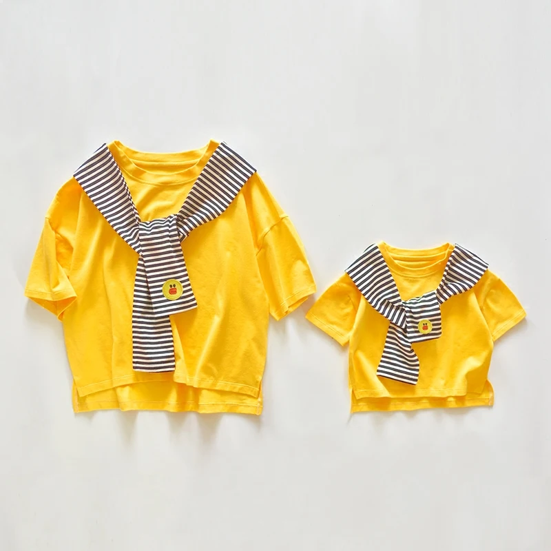 

100% Cotton Family Look 2018 Summer Family Clothing Mother Daughter T Shirt Dress Mum Mommy Girls Baby Shirts Family Outfits