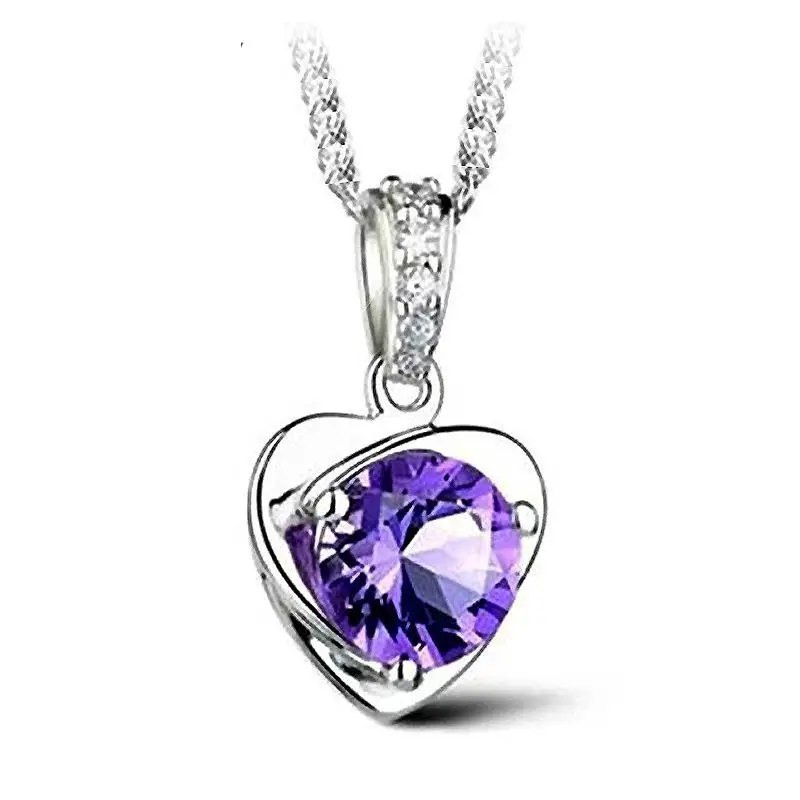 Purple Crystal Pendant Necklace For Women Necklaces & Pendants 925