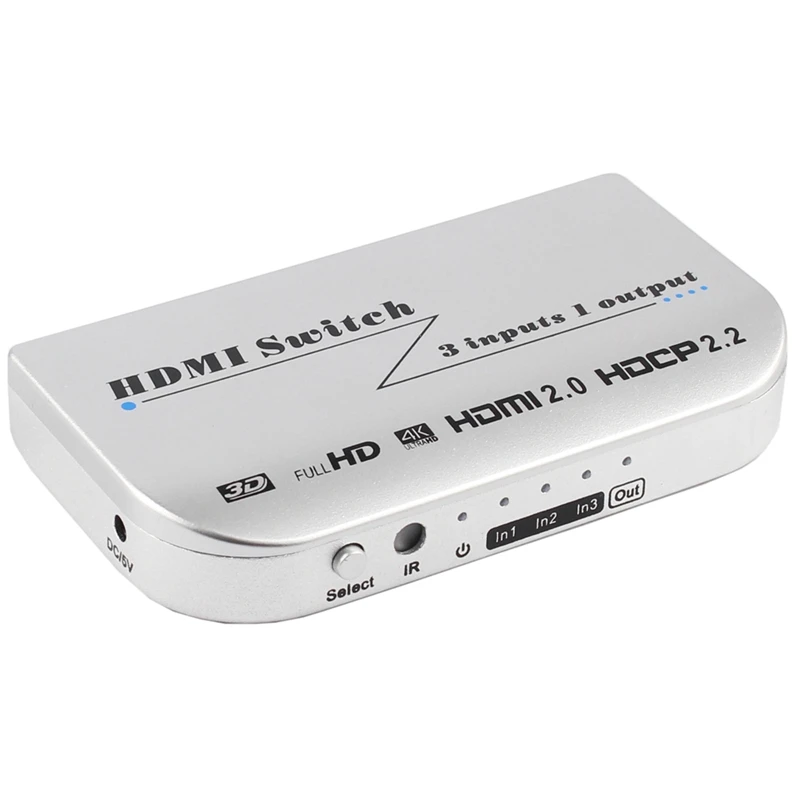 

Hdmi Switch 3X1 4Kx2K@60Hz 3 In 1 Out 3 Port Hdmi Dual Mode Switcher 3D With Ir Wireless Remote Control