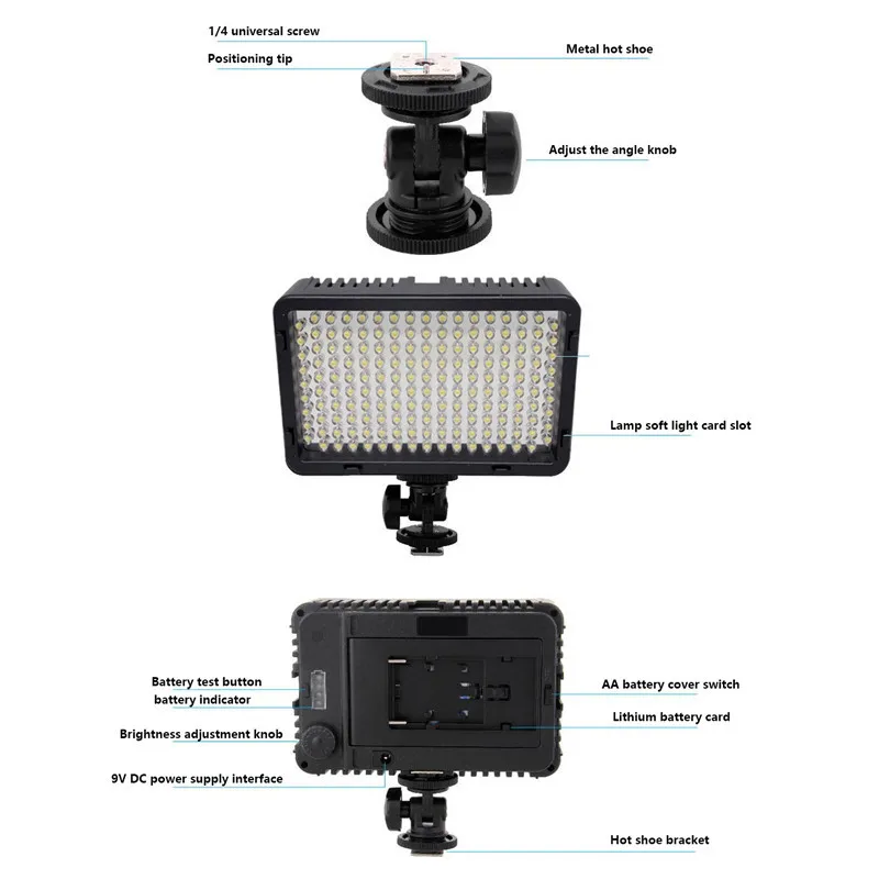 Tycipy LE 260A Профессиональная фотография Фотостудия телефон LED Видео Освещение на