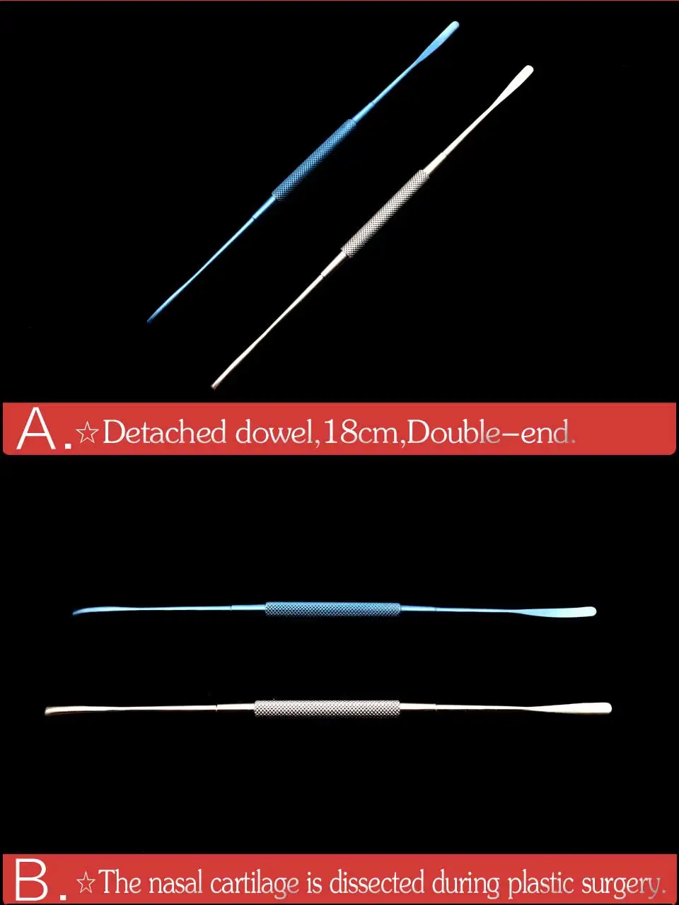 Nasal da Cartilagem do Elevador Nasal da Liga Titanium de Aço Destacada do Passador durante a Cirurgia 18cm da Cartilagem Dissecção Inoxidável Cosmética 4 da cartilagem nasal da liga titanium de