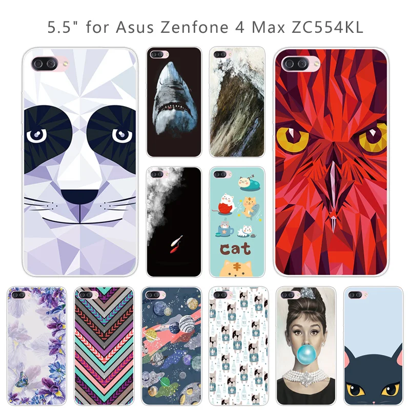 For Asus Zenfone 4 Max ZC554KL Soft TPU Transparent Silicone Pieces Back Cover for Slim Coque |