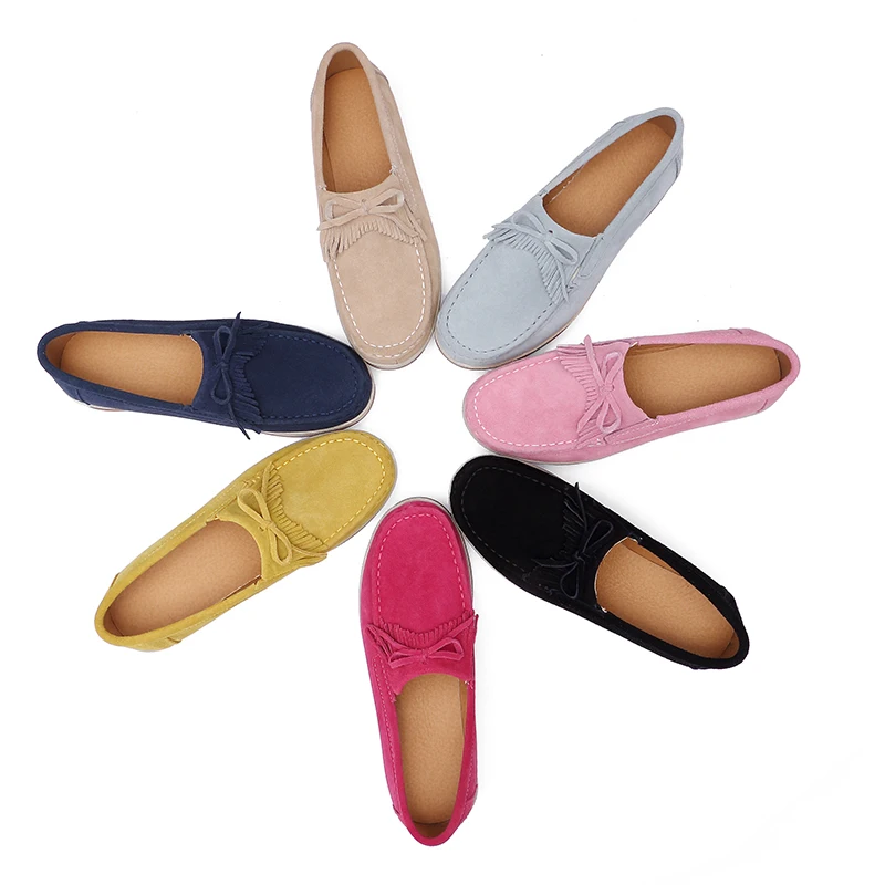

2018 Autumn Women Flats Shoes Platform Sneakers Shoes Leather Suede Casual Shoes Slip on Flats Heels Creepers Moccasins