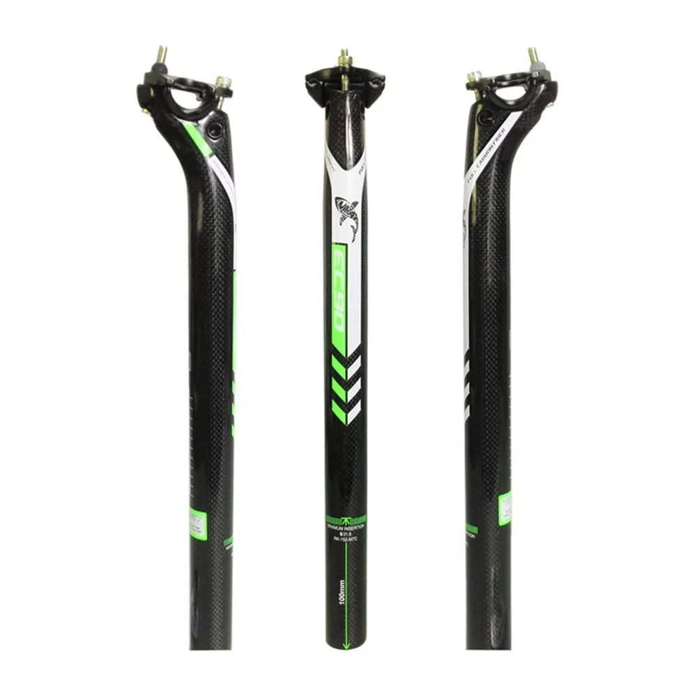 EC90 Bicycle Seatpost Carbon Fibre Seat Post 27.230.831.6mm MountainRoad Bike Seatpost MTB Offset Seat Post Green (2)