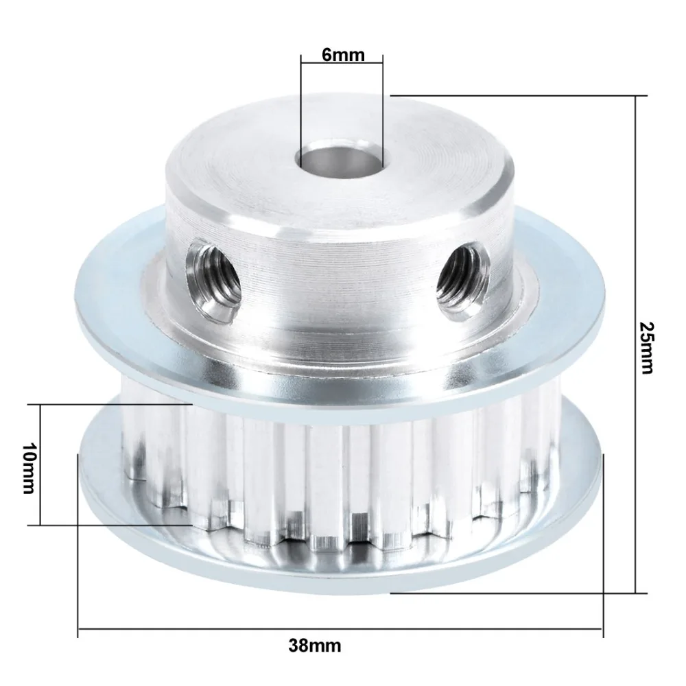 Uxcell 8 размеров алюминиевый XL 18T 24T 12T 25T 10T 19T 16T 20T двойной фланец 6 мм Диаметр ремня ГРМ шкив для 10 мм ремень 3d принтер CNC