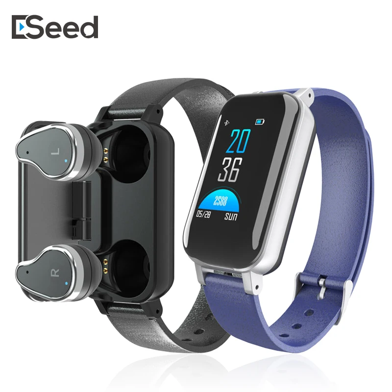 

ESEED T89 Smart Bracelet TWS BT 5.0 Headphone Fitness tracker Heart Rate Monitor Smart Wristband Sport Watch for Android and iOS