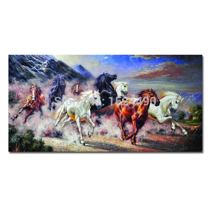 Eight Horses Oil Painting Hand painted Horse Atmosphere Murals Office