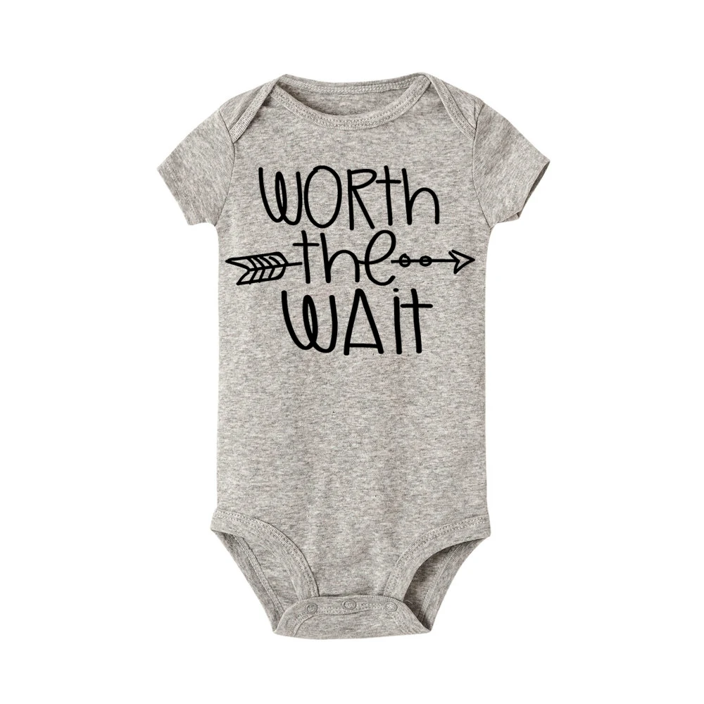 Funny Letter Worth The Wait Newborn Infant Toddler Baby Boy Girl Unisex Clothes Jumpsuit Baby Grows Playsuit bodysuit Sunsuit