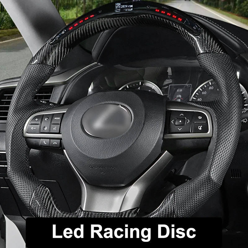 

QHCP LED Race Display Steering Wheel Carbon Fiber Leather Velvet Cowhide Leather Original Replacement For Lexus NX RX ES RC IS