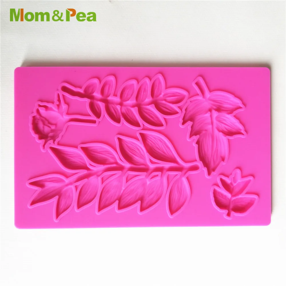 Mom& Pea GX265 силиконовый, в форме листа, форма для украшения торта, помадка для торта, 3D форма для пищевых продуктов
