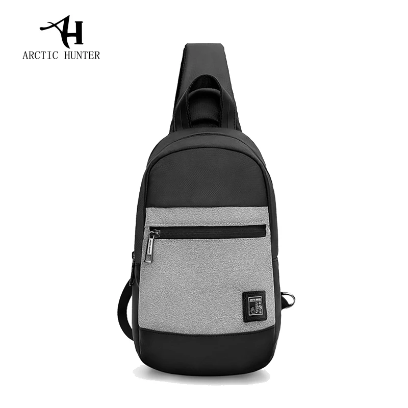 ARCTIC HUNTER, новинка, Мужская Большая вместительная нагрудная сумка, сумка на плечо для подростков, повседневная мужская нейлоновая водонепроницаемая сумка через плечо - Цвет: Light Gray