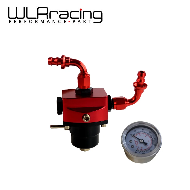 

WLR RACING - DIY Black&Red fpr AN6 Fitting EFI fuel pressure regulator Universal with 2PCS PUSH ON LOCK HOSE END FITTINGS