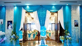 

5m New Lake Blue Sequins Fabric Mesh For Dresses Clothes Wedding Decoration