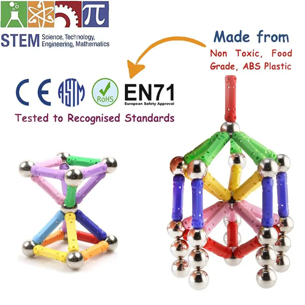 300 шт. магнитные игрушечные палочки и металлические шарики магнитные строительные блоки строительные игрушки для детей Детские Развивающие DIY дизайнерские игрушки