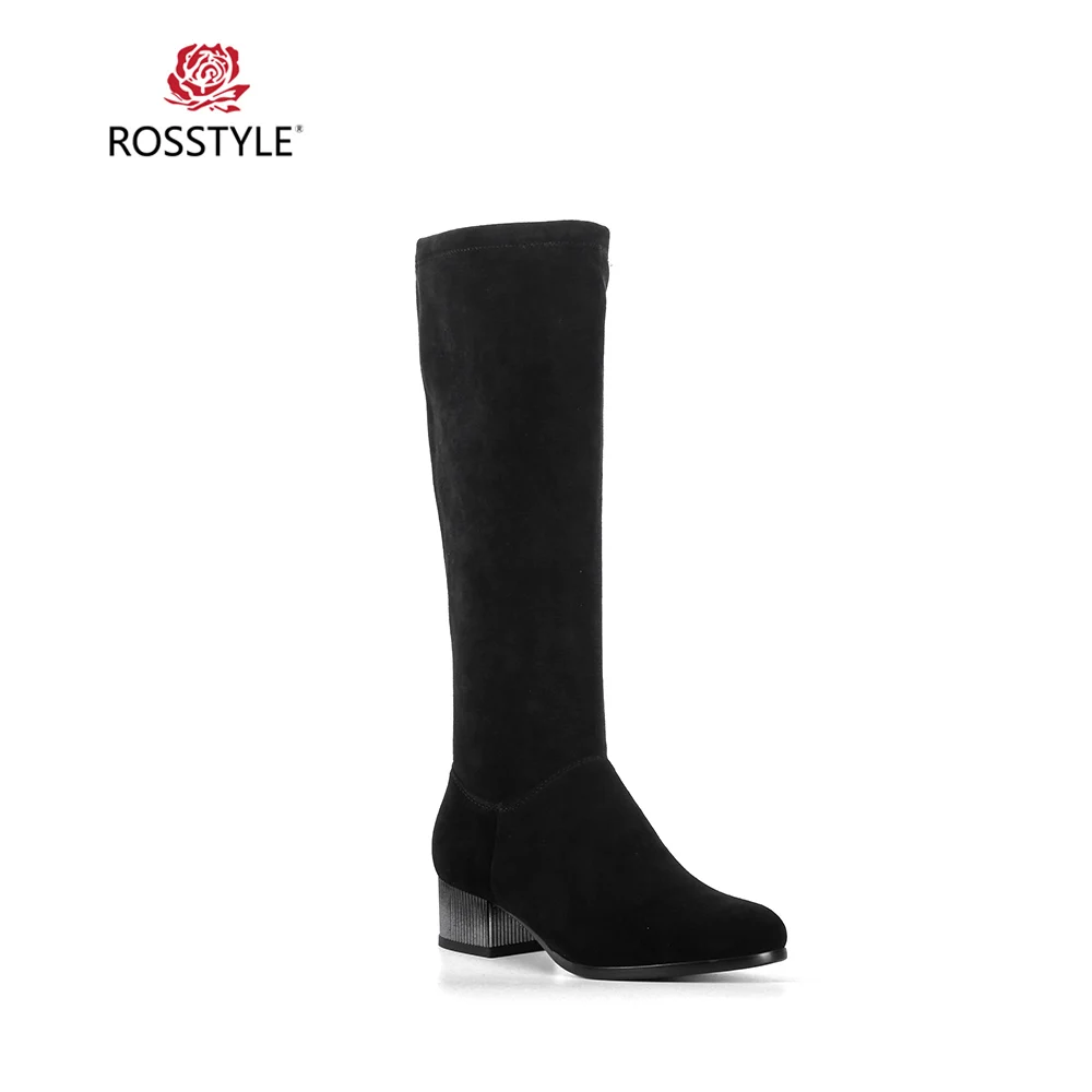 

ROSSTYLE Winter High Quality Suede Boots Warm Short Plush Lady Snow Boot Winter Fashion Woman Knee-High Boots Delicate Black H12