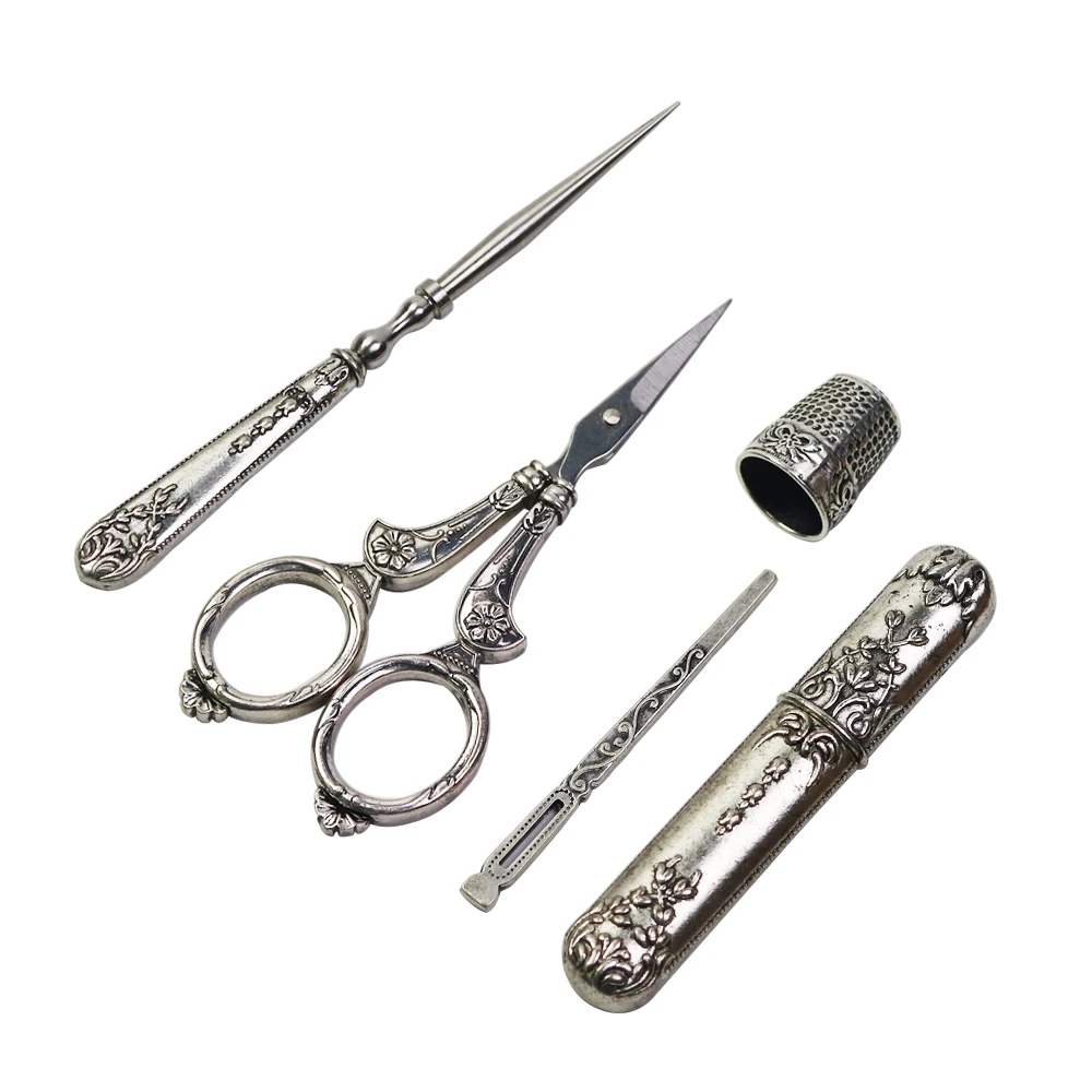 

5Pcs/lot Sewing Tool Kit For Sewing Scissors & Metal Needle Case & Thimble DIY Tailor Craft Sewing Needlework Tools