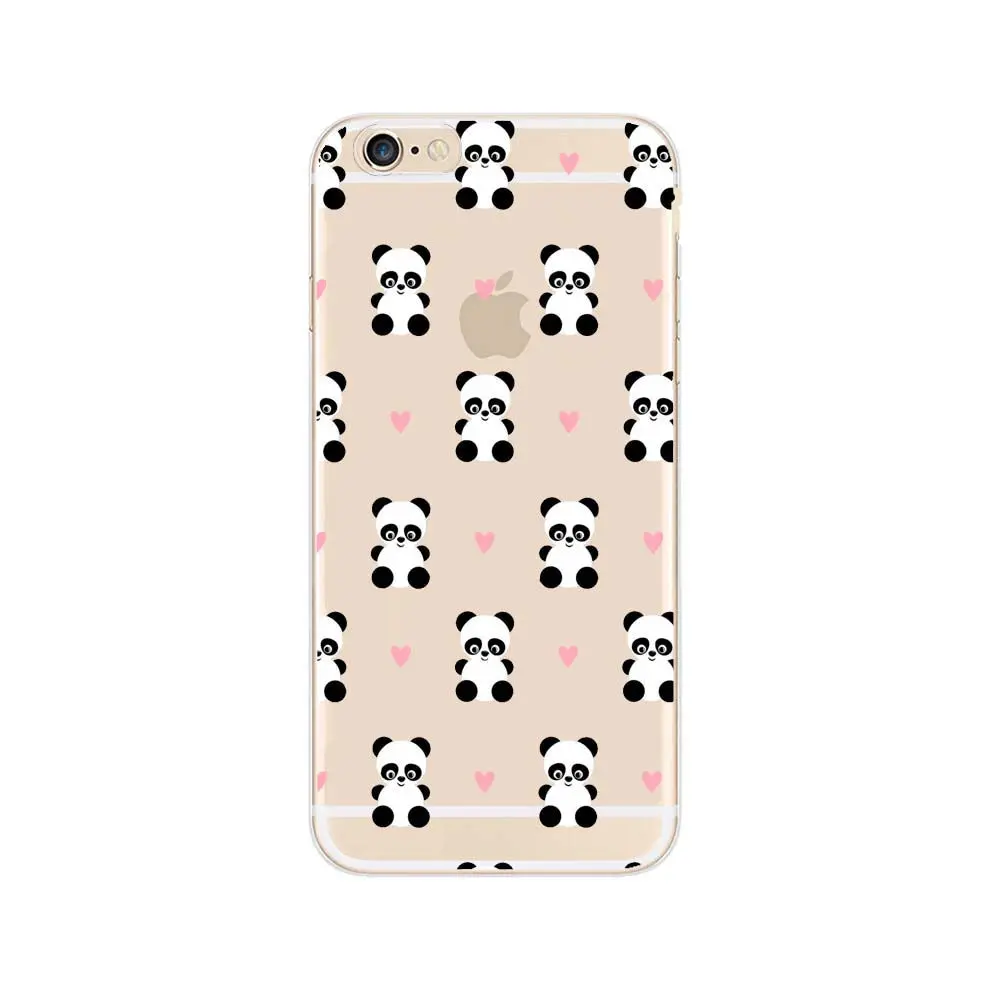 Lovely Cartoon Animal Panda Heart Phone Case For Iphone X 6 6S 7 SE 5 5S 8 Plus Transparent Plastic Back Cover Coque Shell Lovely Cartoon Animal Panda Heart Phone Case For Iphone X 6 6S 7 SE 5 5S 8 Plus Transparent Plastic Back Cover Coque Shell