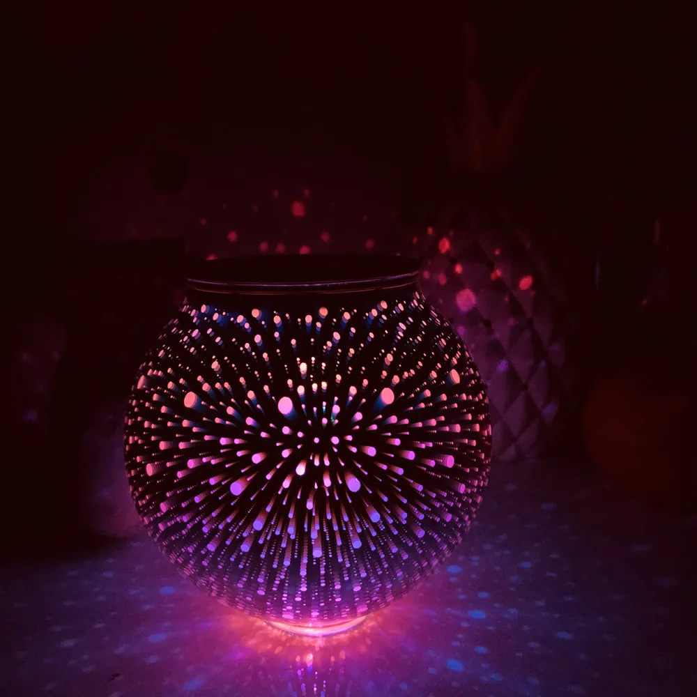 

3D LED Fireworks Glass Night Light Colorful Glass Ball Desk Lamp Home Decor Kid Christmas Gift Solar Power