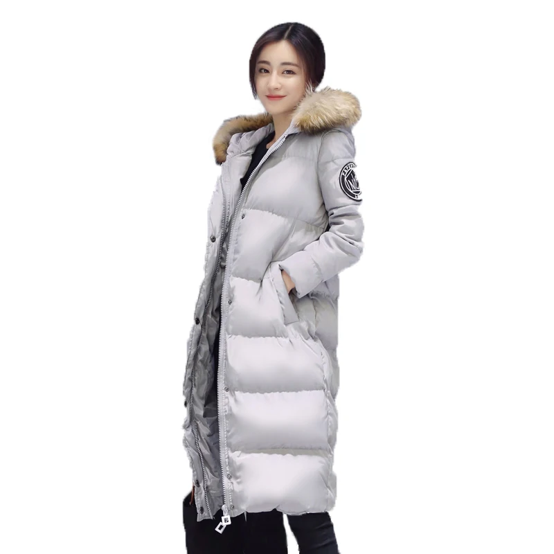 Women s winter jacket the new 2016 heavy hair collar hooded with long Polyester Wadding cotton