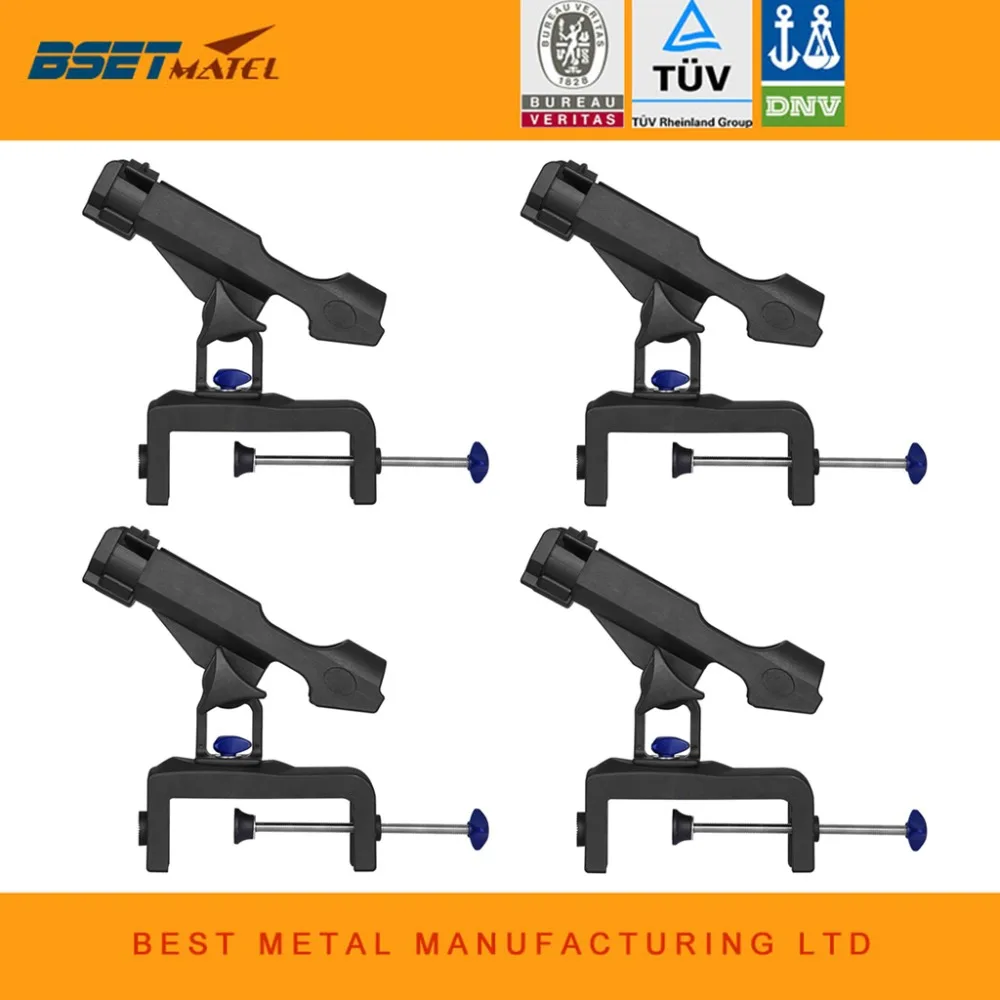 

4 Pieces BEST METAL 360 degree adjustable Fishing Rod rack Holders clamp on Removable Kayak Boat Support Pole stand Bracket