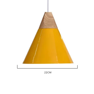Скандинавские подвесные светильники E27 светодиодный подвесной светильник для Гостиная кафе-бар Спальня Ресторан Древесины Алюминий абажур подвесные светильники - Цвет корпуса: Dia  22cm  Yellow