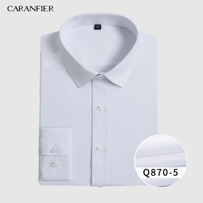 CARANFIER/мужские рубашки, повседневные хлопковые, новые, хорошего качества, однотонные, обычные, с длинными рукавами, с отложным воротником, мужские деловые костюмы