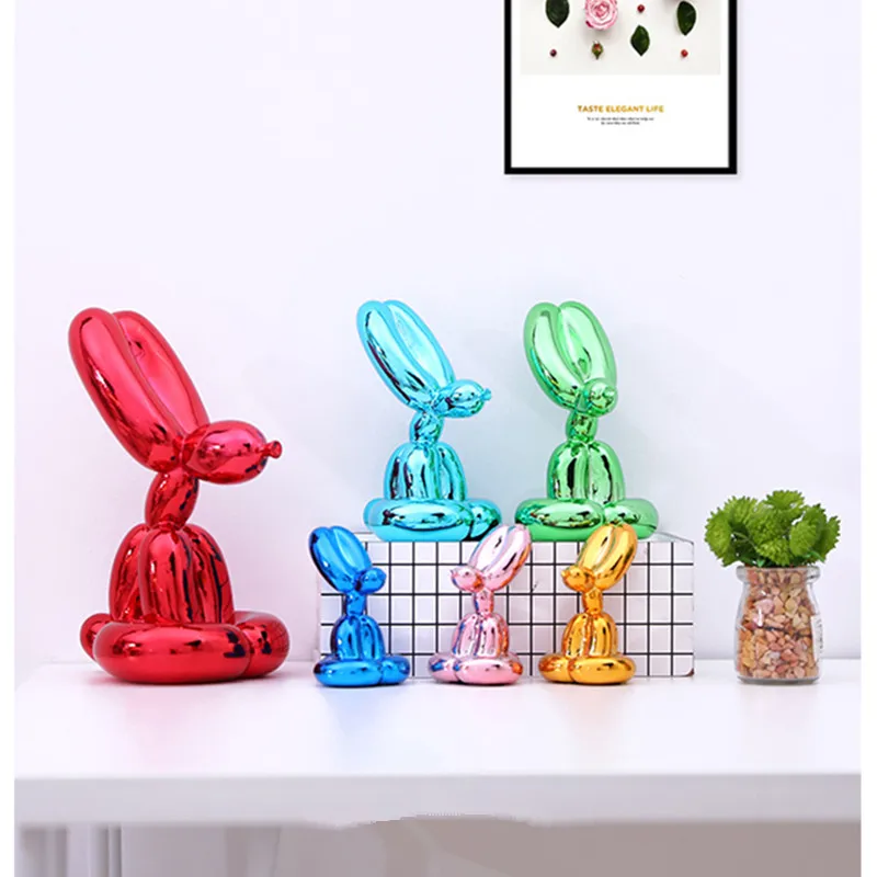  Electroplate Balloon Rabbit Creative Abstraction Simulation Animal Resin Figurines Children Bedroom - 33046680450