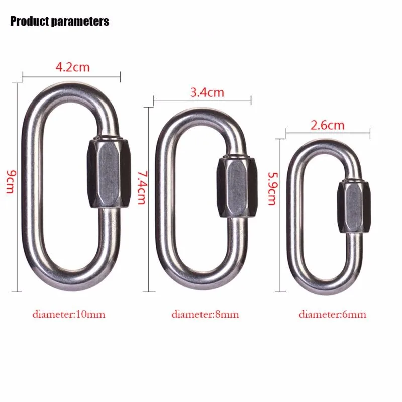 CE 6 мм/8 мм/10 мм 22kn Профессиональный Нержавеющая сталь O-Форма винт Ворота альпинизм карабин основной замок скалолазание Детская