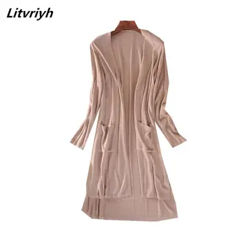 

Litvriyh spring autumn women cardigan women sweaters v neck long style cashmere sweaters cardigan female knitted thin soft coats